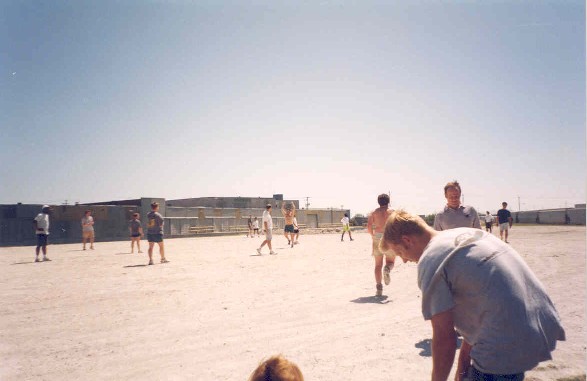 Playing footy in Galveston against Flip/Flops from Dive Ship